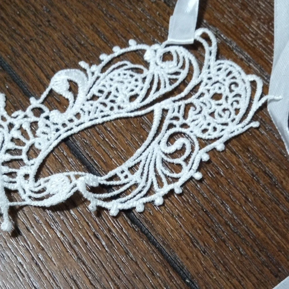 2/$16 Elegant White Lace Eye Mask with Ribbons